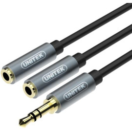 Przejściówka Unitek Y-C956ABK miniJack 3,5mm (M) - 2x 3,5mm (F)