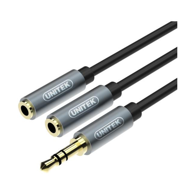 Przejściówka Unitek Y-C956ABK miniJack 3,5mm (M) - 2x 3,5mm (F)